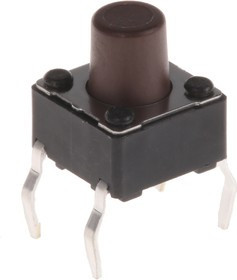 DTS63NV, Brown Button Tactile Switch, SPST 50 mA @ 12 V dc 3.5mm DTS63NV, Brown Button Tactile Switch, SPST 50 mA @ 12 V dc 3.5mm