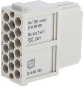 09140173101, Разъем: HAN, модуль, "мама", Han Modular DDD, PIN: 17, 10А, 160B 09140173101, Разъем: HAN, модуль, "мама", Han Modular DDD, PIN: 17, 10А, 160B
