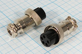 Разъем микрофонный MIC16 розетка, контакты 5P, монтаж на кабель, М16, MC902-5P