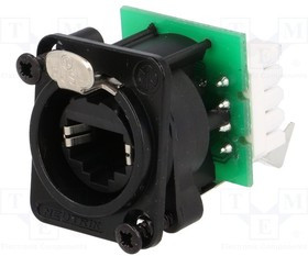 Neutrik NE8FDV-YK-B панельный разъем RJ45 , вертикальная установка под зажим провода, черненый корпус.