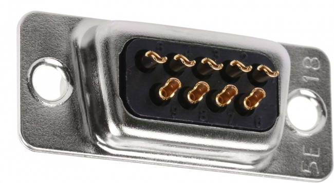 HDEB-9P-05, Разъем D-Sub; PIN: 9; вилка; "папа"; пайка; Серия: HD; Покрытие: позолота