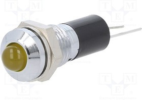 2693.8271, Индикат.лампа светодиод, выпуклый, желтый, 12ВDC, dотв 8мм