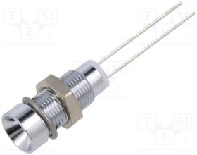 19030007, Индикат.лампа: LED; вогнутый; голубой; 4,5ВDC; O6мм; 2pin; металл