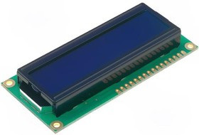 RC1602B-BIW-CSV, Дисплей: LCD, алфавитно-цифровой, STN Negative, 16x2, голубой