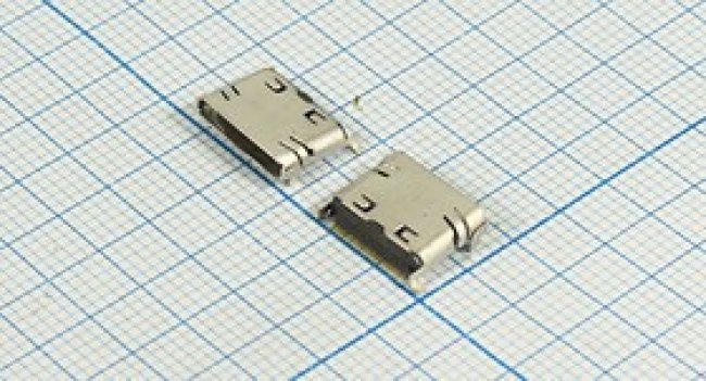 Разъем mini USB-20SD розетка, контакты 20P4C, монтаж на плату, угловой, SMD, miniUSB-20SD