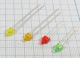 Светодиод 2 x 3m 5, красный, 8 мкд, угол 100, цвет линзы: красный матовый, BL-S4549