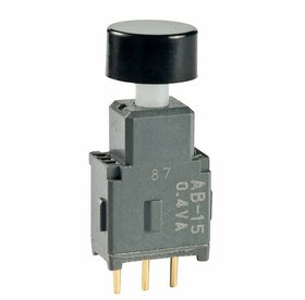 AB15AP-HA, Pushbutton Switches ON-(ON) .295 BLK CAP STRAIGHT PC .4VA
