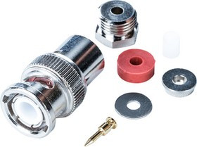 RND 205-00431, Connector, BNC, Brass, Plug, Straight, 50Ohm, Cable Mount, Solder Terminal, Clamp Terminal