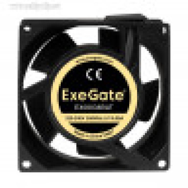 EX289000RUS, Вентилятор 220В AC ExeGate EX08038BAT (80x80x38 мм, 2-Ball (двойной шарикоподшипник), алюминиевый корпус, клеммы, 2600RPM, 35dB