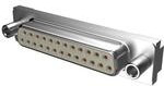 D25S24B4PA00LF, D-Sub Standard Board Mount Connector, Input Output Connectors, Signal 25 way Socket Straight Solder, 200 cycles, Standard Ho