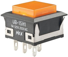 UB15KKW015D-DD, Pushbutton Switches SPDT ON-(ON) AMBER
