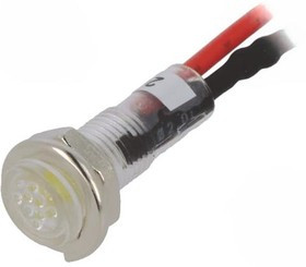 R9-79L-11-24-YELLOW, Индикат.лампа: LED, плоский, 24ВDC, Отв: d5,2мм, IP40, поликарбонат