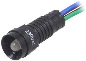 LRGB-D5-230ACWK, Индикат.лампа: LED, вогнутый, 230ВAC, Отв: d11мм, IP40, пластик
