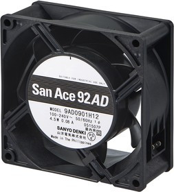 9AD0901H121, San Ace 9AD Series Axial Fan, 100 240 V ac, AC Operation, 90m³/h, 4.5W, 80mA Max, 92 x 92 x 38mm 9AD0901H121, San Ace 9AD Series Axial Fan, 100 240 V ac, AC Operation, 90m³/h, 4.5W, 80mA Max, 92 x 92 x 38mm