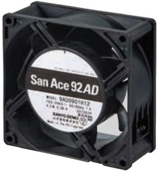 9AD0901H121, San Ace 9AD Series Axial Fan, 100 240 V ac, AC Operation, 90m³/h, 4.5W, 80mA Max, 92 x 92 x 38mm 9AD0901H121, San Ace 9AD Series Axial Fan, 100 240 V ac, AC Operation, 90m³/h, 4.5W, 80mA Max, 92 x 92 x 38mm