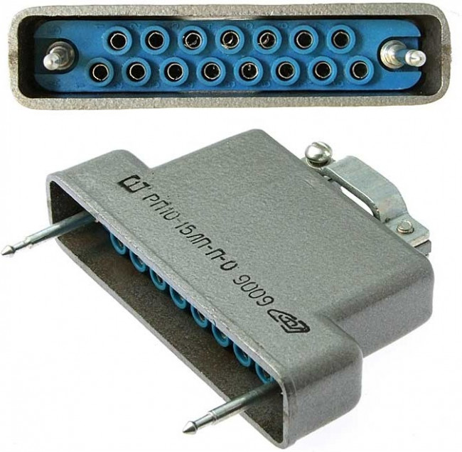 РП10-15 ЛП П-О розетка с/к, Соединитель низкочастотный, прямоугольный, внутреннего монтажа, год 90