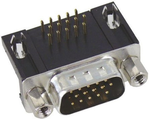 09561627813, D-Sub High Density Connectors D SUB HD MA RA 15P PL3 4-40 SCREW LOCK