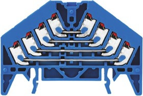1267900000, P Series Blue DIN Rail Terminal Block, 1.5mm², Quadruple-Level, Push In Termination