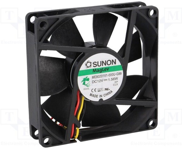 ME80201V1-G99, Вентилятор осевой, 12ВDC, 80x80x20мм, 61,16куб.м/ч, 38дБА, Vapo