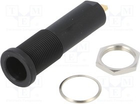 HSEB3125LAU-SW, Гнездо, "банан" 4мм, 16А, 6000В, черный, позолота, на панель