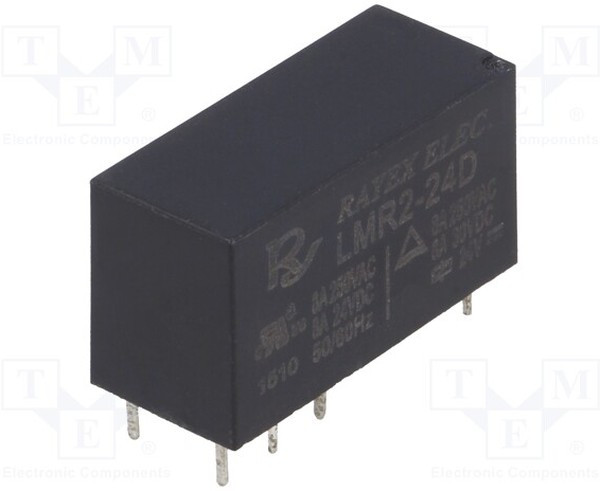 LMR2-24D, Реле: электромагнитное, DPDT, Uобмотки: 24ВDC, 5A/250ВAC, 5A/30ВDC LMR2-24D, Реле: электромагнитное, DPDT, Uобмотки: 24ВDC, 5A/250ВAC, 5A/30ВDC
