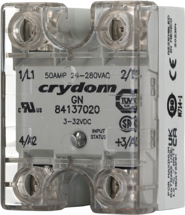 84137020, Твердотельное реле, 50 А, 280 В AC, Панель, Винт, Переход Через Нуль 84137020, Твердотельное реле, 50 А, 280 В AC, Панель, Винт, Переход Через Нуль
