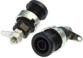 Z016 4mm panel jack BLACK, Гнездо Z016 4 мм panel jack чёрный, на панель под пайку