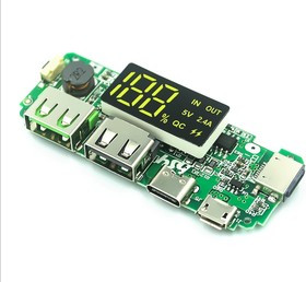 LED Dual USB 5V 2.4A Micro/Type-C USB Mobile Power Bank 18650 Charging Module Lithium Battery Charger Board Circuit Protection