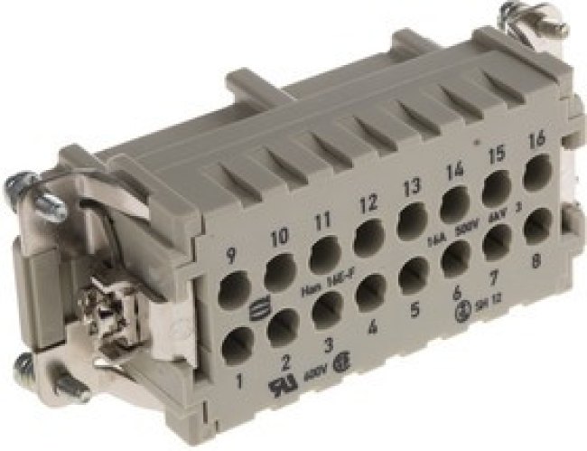 0933016270202, Han E Series size 16 A Connector Insert, Female, 16 Way, 16A, 500 V 0933016270202, Han E Series size 16 A Connector Insert, Female, 16 Way, 16A, 500 V