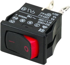 62115919-0-0-N, Rocker Switches 2-pole, ON - None - OFF, 4A/8A/6(4)A 250VAC/125VAC/250VAC not HP rated, Non-Illuminated Black Rocker Switch