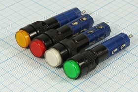 Включатель кнопочный без фиксации (SPST), OFF-(ON) с желтой подсветкой, 220В/1А, IL2Вжел; №9436 Y ПКн\250\ 1,0\(SPST)\d12\ чер\ILжелСд2В\\8C