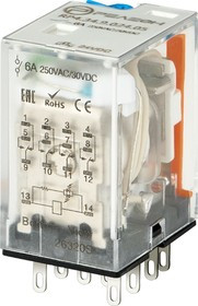 Releon Промежуточное реле; 4 перекидных контакта 6А (= 12В DC) блокируемая кнопка проверки + светодиод RP434901205