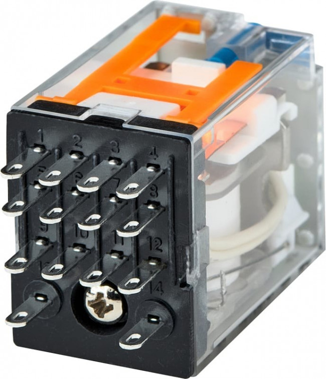 Releon Промежуточное реле; 4 перекидных контакта 6А (= 12В DC) блокируемая кнопка проверки + светодиод RP434901205