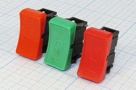 Клавишный переключатель оранжевого цвета на три положения 220В/3А, c фиксацией; №984 O Пкл\\ 3\ON-OFF-ON\\чер\ оран\\3T\RS103-10C\