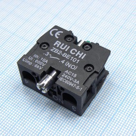 ZB2-BE101C зел, (off-on), Дополнительный контакт нормально открытый -40C +50C, год 2021