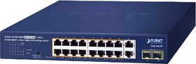 Коммутатор PLANET GSD-2022P 16-Port 10/100/1000T 802.3at PoE + 2-Port 10/100/1000T + 2-Port 1000X SFP Unmanaged Gigabit Ethernet Switch (185