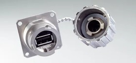 17-210121, USB Connectors USB 2.0 Type A IP67 SqFln INLNCup DCwCVR