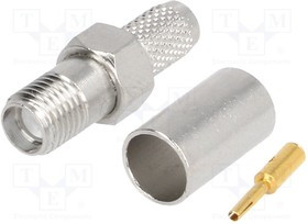 SMA502H155N32, Вилка, SMA, "мама", прямой, 50Ом, H155, обжим, на провод, тефлон