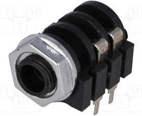 JC-212, Гнездо, Jack 6,3мм, "мама", mono, высокий, с выключателем, THТ