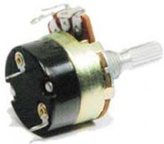 Резистор переменный, поворотный 50кОм, линейность B, ширина 24мм, вал и размеры KC6x20, YRV-24S.B50K