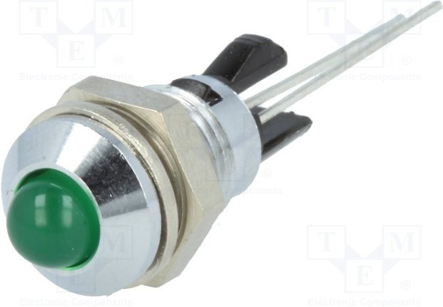 2665.8081, Индикат.лампа: LED, выпуклый, Отв: d8мм, на печатную плату, латунь