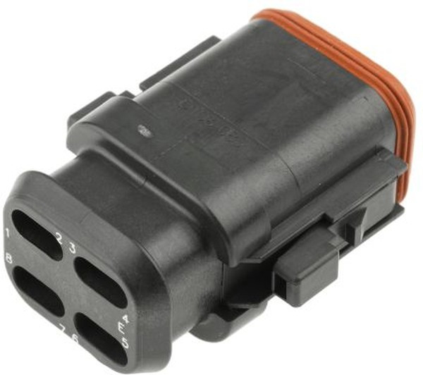 DT068SA-CE12, Корпус разъема, тонкие стенки, черный, Серия DT, Штекер, 8 вывод(-ов) DT068SA-CE12, Корпус разъема, тонкие стенки, черный, Серия DT, Штекер, 8 вывод(-ов)