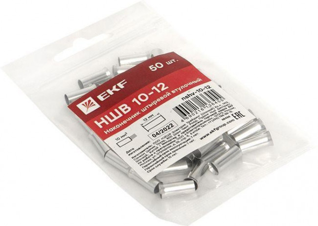 Наконечник штыревой втулочный НШв 10.0-12 (уп.50шт) PROxima EKF nshv-10-12