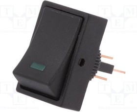 R13-207L-01-BBG, ROCKER; SPST; Pos: 2; ON-OFF; 25A/12VDC; green; LED,point; 12VDC