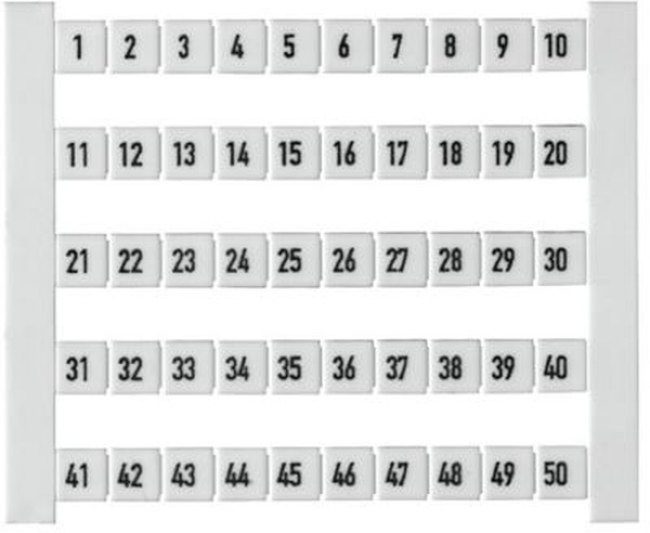 DEK5-FW1-50, Маркер, белый, Шир 5мм, маркировка 1-50, горизонтальный