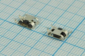 Разъем microUSB розетка, тип B, контакты 5C4HP, на плату, угловой, SMD, microUSBB5SAD6