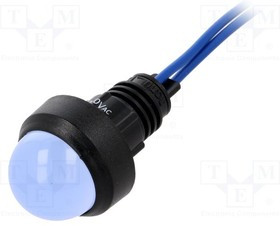 LB-D20-230AC, Индикат.лампа: LED, выпуклый, 230ВAC, Отв: d13мм, IP40, пластик