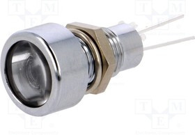 SDML086, Индикат.лампа: LED, плоский, Отв: d8,2мм, IP67, на печатную плату
