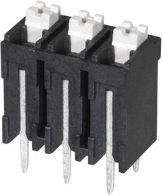 TBLH10V-500-03BK, Fixed Terminal Blocks Terminal block, screwless, High Temp, 5.00, Vertical, 3, Black w Gray Button