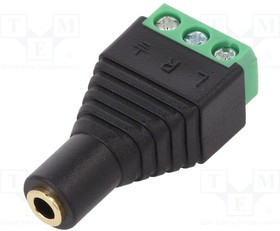 JACK3.5S-F-TB, Переходник: адаптер, Jack 3,5мм 3pin гнездо, клеммник, PIN: 3